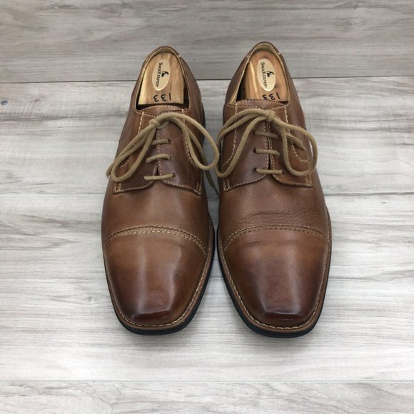 Sandro Moscoloni Oxfords Men's 9.5D Brown Leather Derby Cap Toe Dress Shoes - Picture 6 of 11
